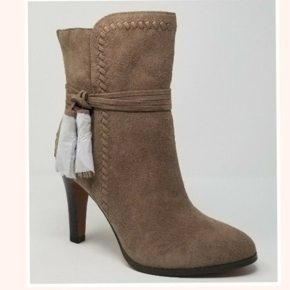 Coach Jessie Light Gray Suede Pointed-Toe Booties - Picture 1 of 11